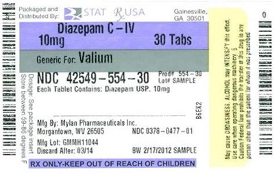 Diazepam 10mg Label Image (Diazepam 10mg Label 42549)